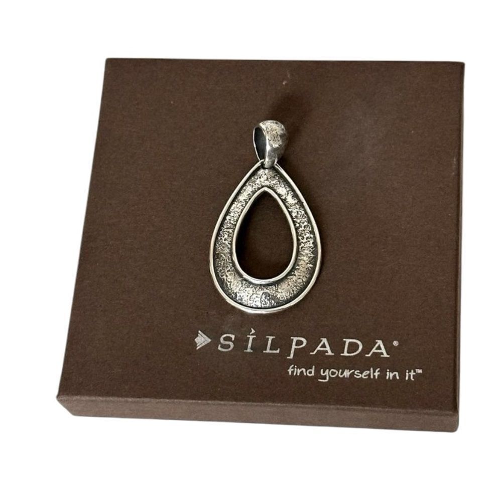 SILPADA S1870 Retired Textured 925 Sterling Silver Teardrop Pendant - Picture 2 of 6